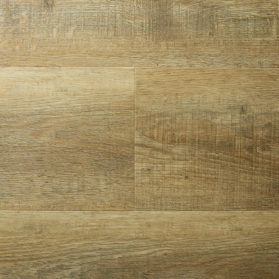 Artisan Hardwood Innova Cottonwood waterproof SPC vinyl plank flooring in a rustic saw-cut natural oak tone, close-up