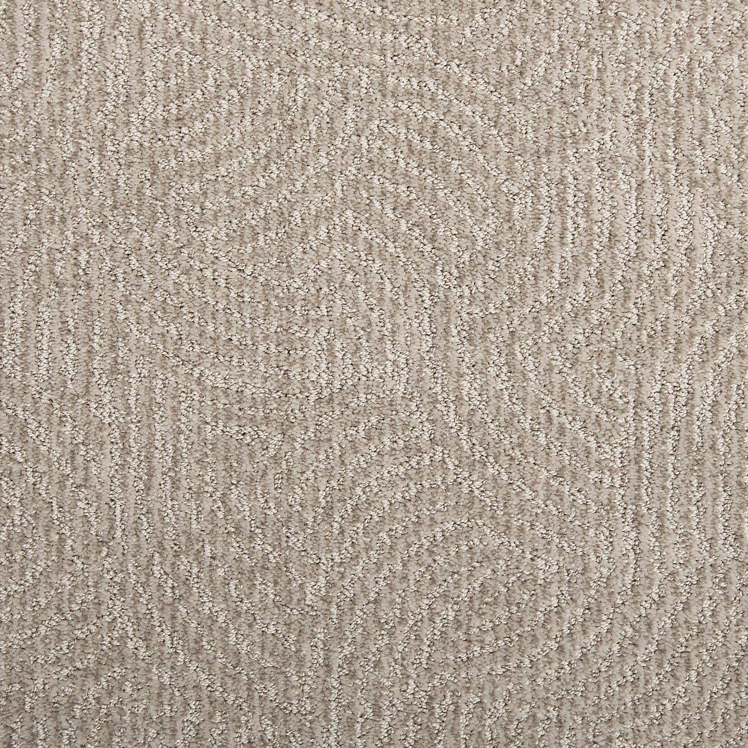 Mohawk EverStrand Zen Retreat Fleece carpet in a warm greige textured multi-level pile tone, close-up