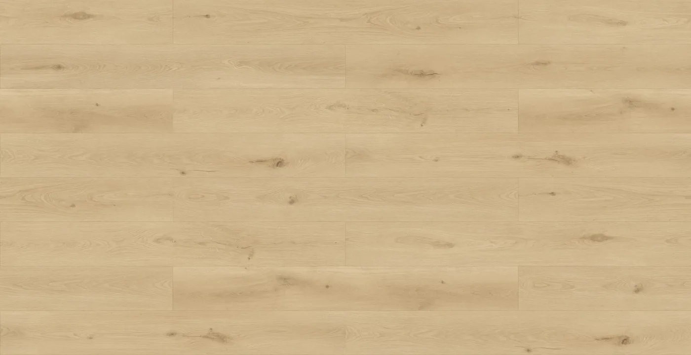 Megaclic Santerra Sanara (MCST-2306) AC5 waterproof laminate plank flooring in a pale natural oak tone, close-up