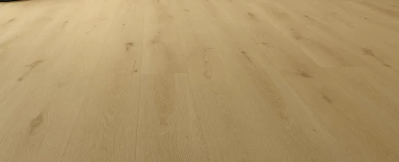 Megaclic Santerra Cadiz Royale (MCST-2303) AC5 waterproof laminate plank flooring in a golden natural oak tone, close-up
