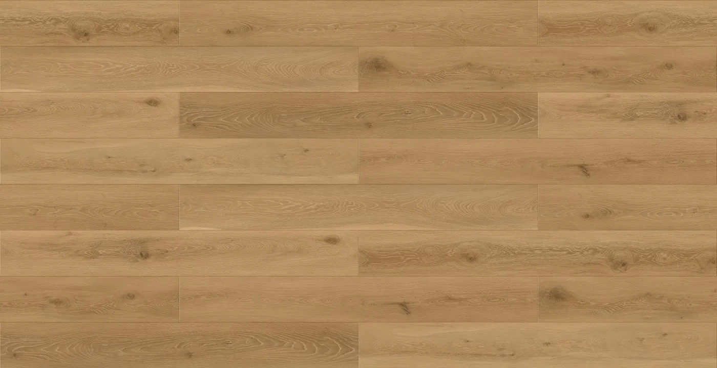 Megaclic Santerra Armano (MCST-2307) AC5 waterproof laminate plank flooring in a warm natural oak tone, close-up