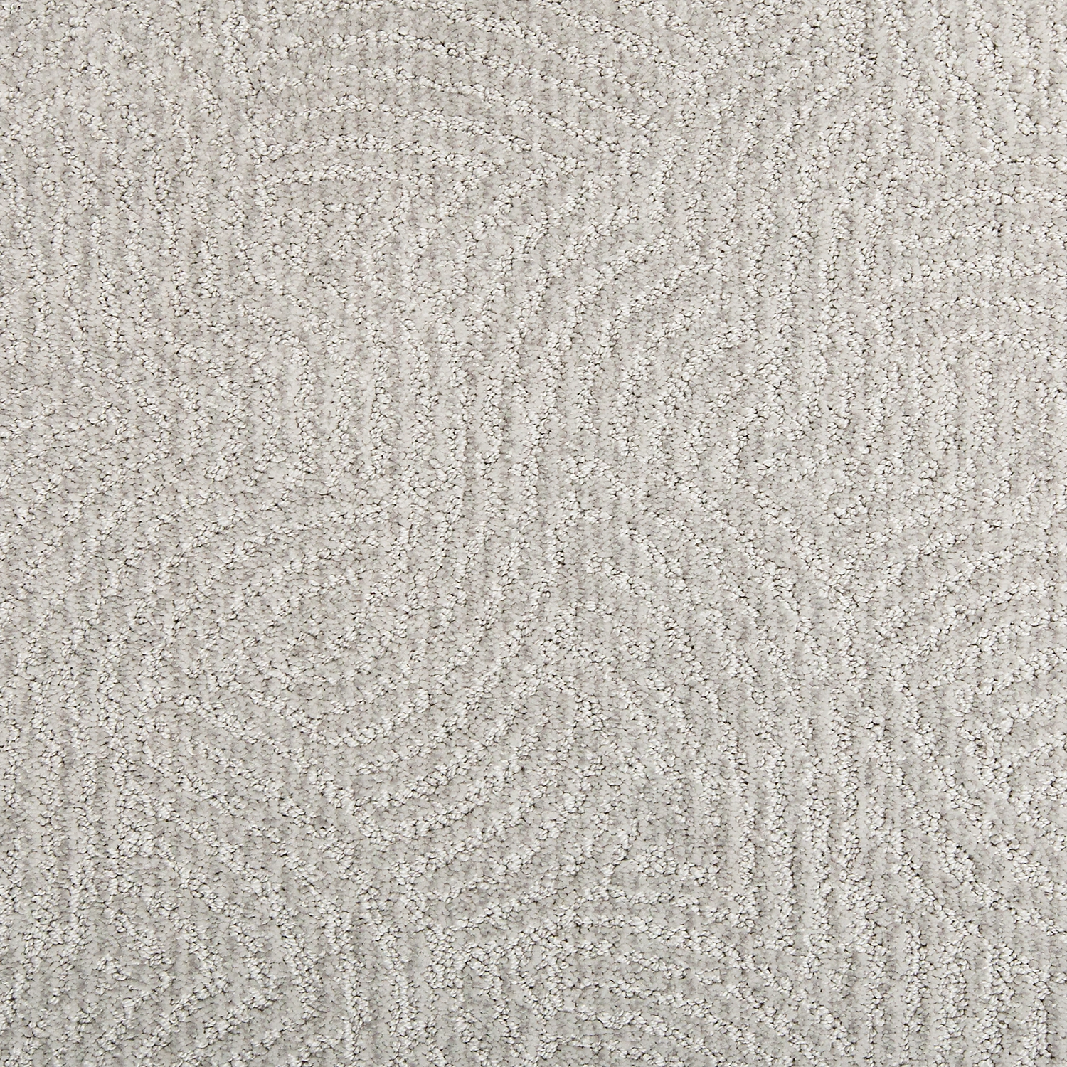 Mohawk EverStrand Zen Retreat Bird Bath carpet in a light ivory-gray patterned texture, close-up