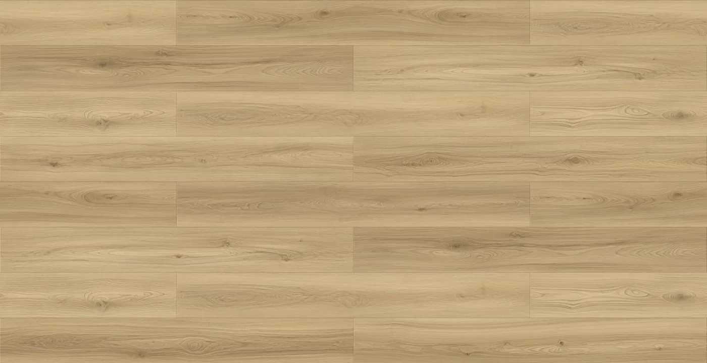 Megaclic Santerra Cortessa (MCST-2302) AC5 waterproof laminate plank flooring in a warm honey oak tone, close-up