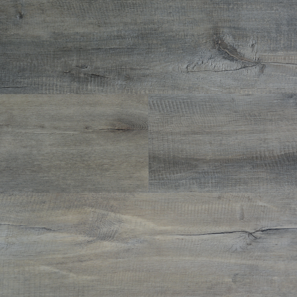Tecsun Humboldt Harbor waterproof luxury vinyl plank, a weathered driftwood gray oak
